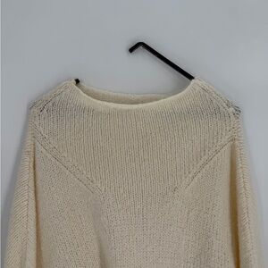 Anthropologie Moth Alpaca Blend Boxy Cuffed Wide Bell Sleeve Funnel Mock Sweater